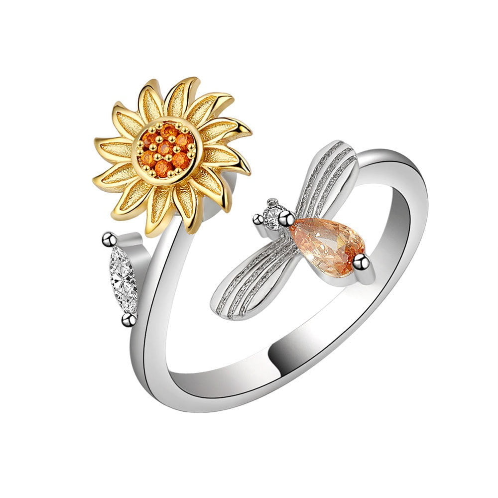 Sunflower Anxiety Fidget Ring - fidget ring