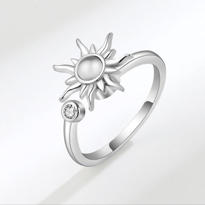 Sun Anxiety Fidget Ring (Silver / Gold) - fidget ring