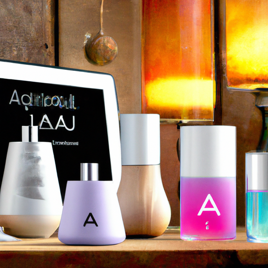 An array of elegantly designed oil diffusers with built-in timers arranged on a wooden table, each diffuser emitting a gentle mist with soft, warm lighting in a cozy modern living room setting, showca