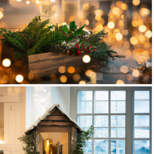 Create an image of a cozy, festive living room decorated for Christmas with a variety of beautiful candle holders on display. There are elegant glass candle holders on the mantelpiece, rustic wooden c