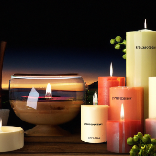 Create an image of a beautifully decorated room in a cozy New Zealand home, featuring an array of candles with various elegant fragrance labels. Include scenic views of the New Zealand landscape visib