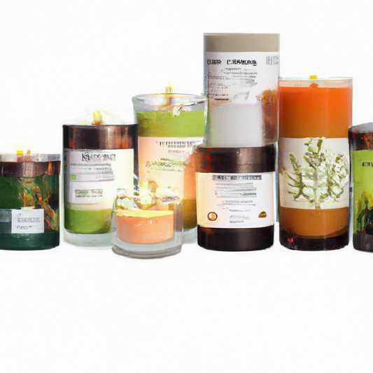Create an image of a cozy New Zealand living room featuring a variety of beautifully designed candles in different shapes and sizes, each labeled with its unique scent such as Manuka Honey, Pohutukawa