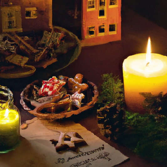 Create a cozy Christmas scene featuring a collection of beautifully designed scented candles, showcasing festive fragrances. The setting should include a decorated Christmas tree, a fireplace, and a t