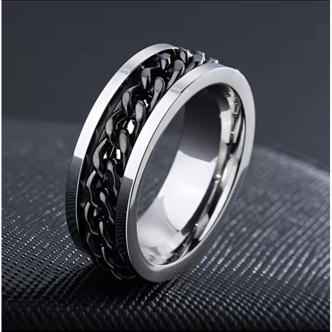 Black Chain on Silver Fidget Ring
