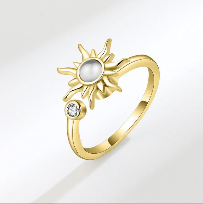 Sun Anxiety Fidget Ring (Silver / Gold) - fidget ring