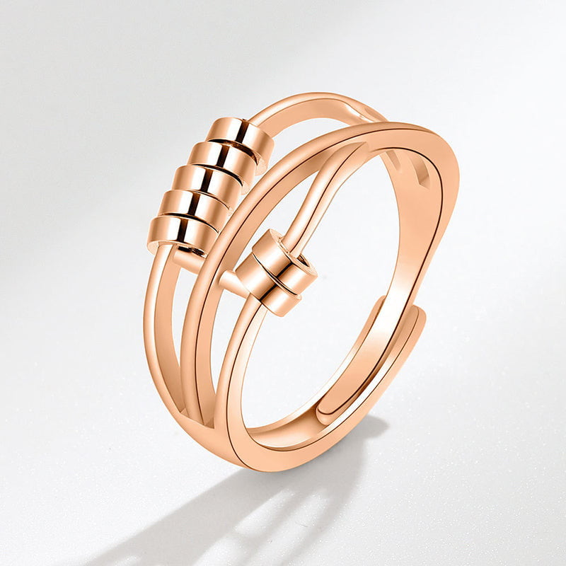 Sterling Silver Mindful Fidget Ring (Gold / Rose Gold) - fidget ring