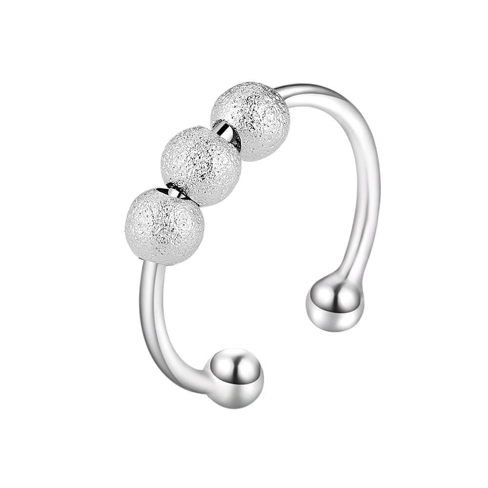 Three Beads Silver Fidget Ring - fidget ring
