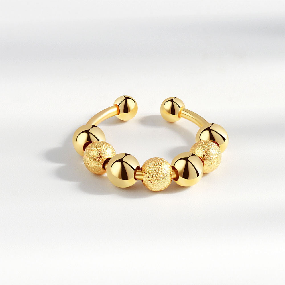 Sterling Silver Gold Beads Fidget Ring - fidget ring
