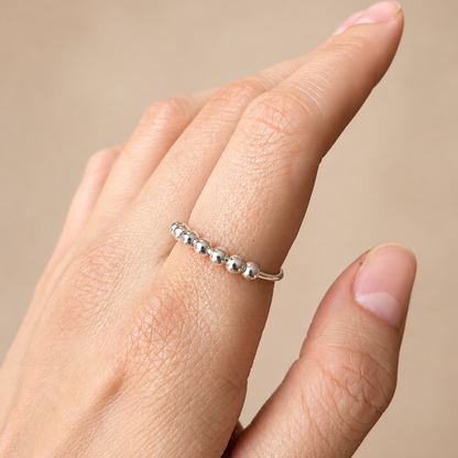 Sterling Silver 8 Mini Beads Fidget Ring