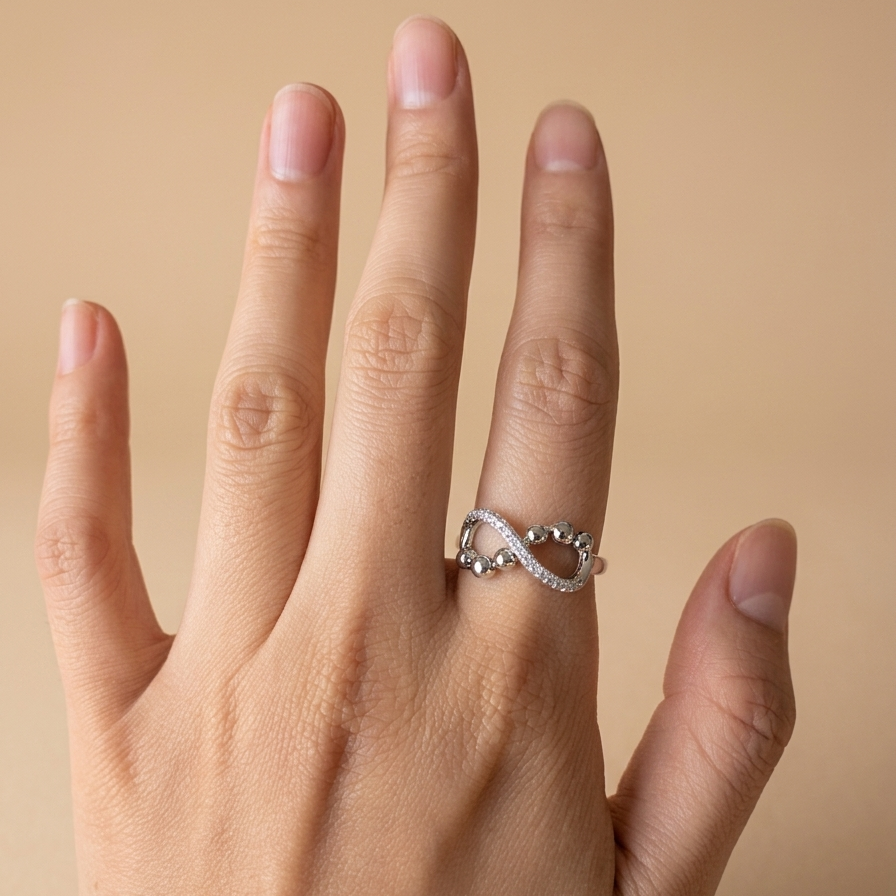 Sterling Silver Eternity Beads Fidget Ring