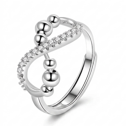 Sterling Silver Eternity Beads Fidget Ring
