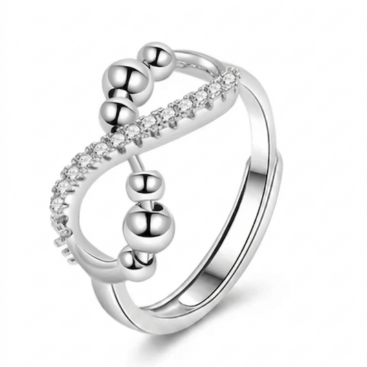 Sterling Silver Eternity Beads Fidget Ring