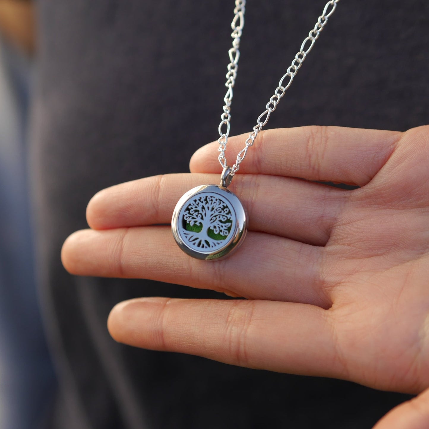 Tree of Life Sterling Silver Chain Diffuser Necklace