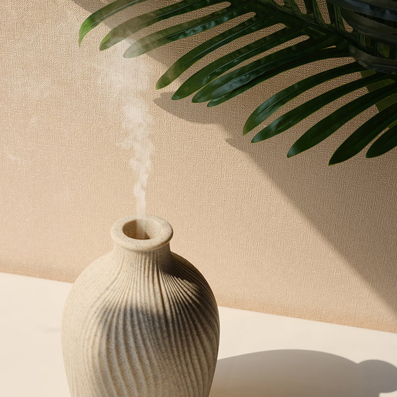 LED Light Beige Vase Aromatherapy Essential Oil Diffuser - diffuser