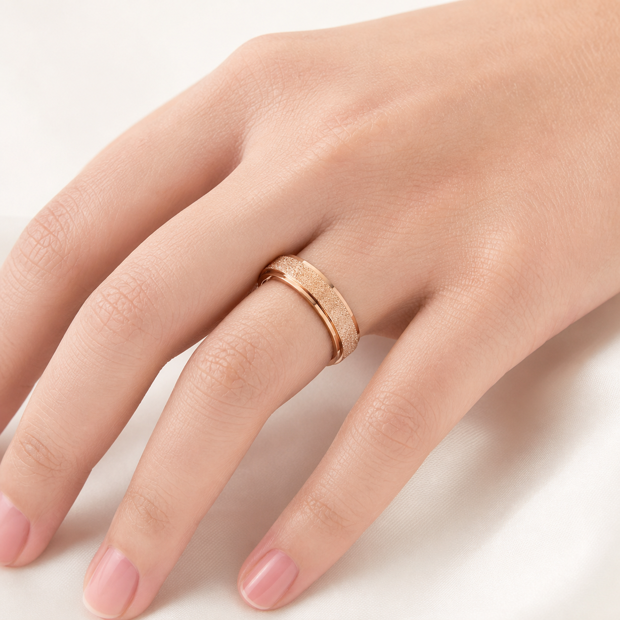 Frosted Rose Gold Fidget Ring
