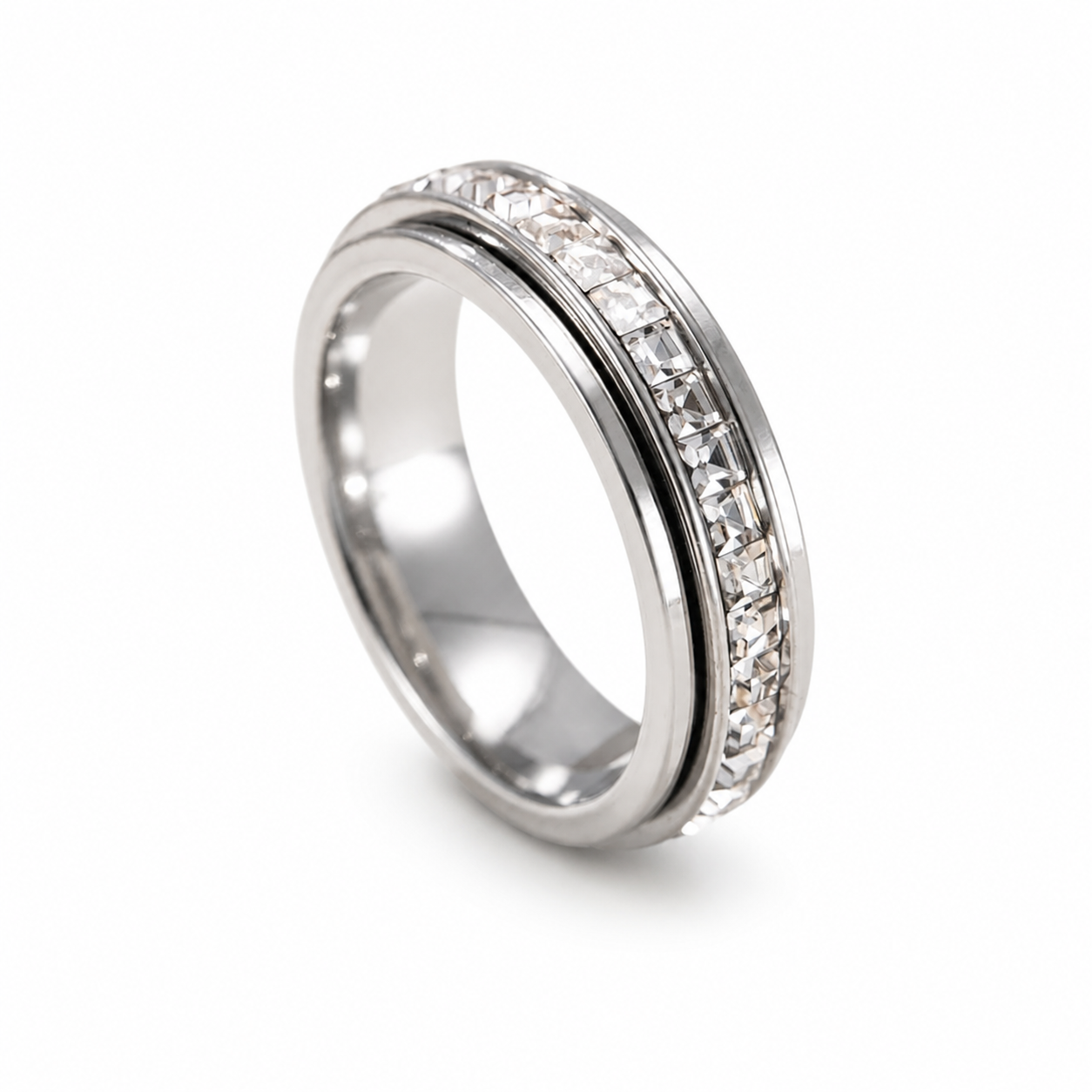 Silver Zirconia Fidget Ring