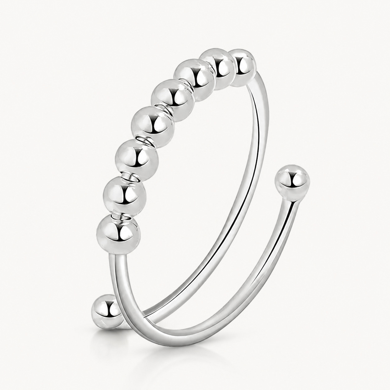 Sterling Silver 8 Mini Beads Fidget Ring