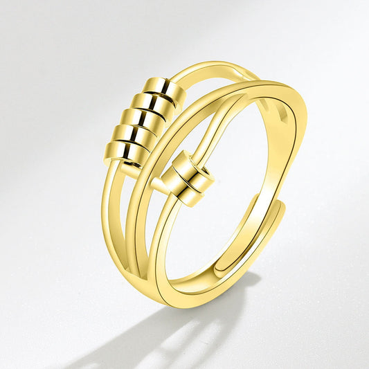 Sterling Silver Mindful Fidget Ring (Gold / Rose Gold) - fidget ring