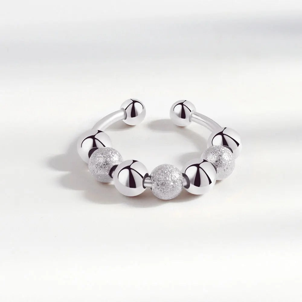 Sterling Silver Beads Fidget Ring (Silver / Gold)