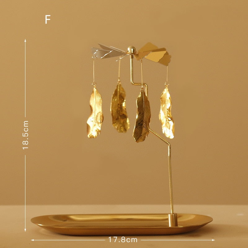 Golden Candle Carousel Spinner - Feather - candle