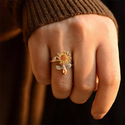 Sunflower Anxiety Fidget Ring - fidget ring
