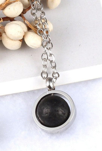 Silver Diffuser Necklace Lava Stone | Essential Oil Diffuser - Jewelry