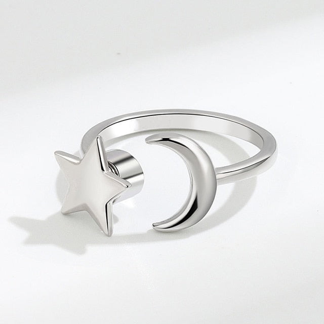 Star & Moon Anxiety Fidget Ring (Silver / Gold) - fidget ring