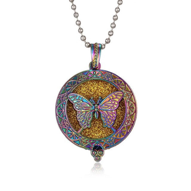 Rainbow Butterfly Essential Oil Necklace Diffuser - Jewelry