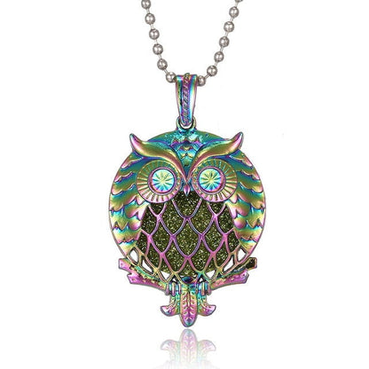 Rainbow Owl Essential Oil Necklace Diffuser - Jewelry