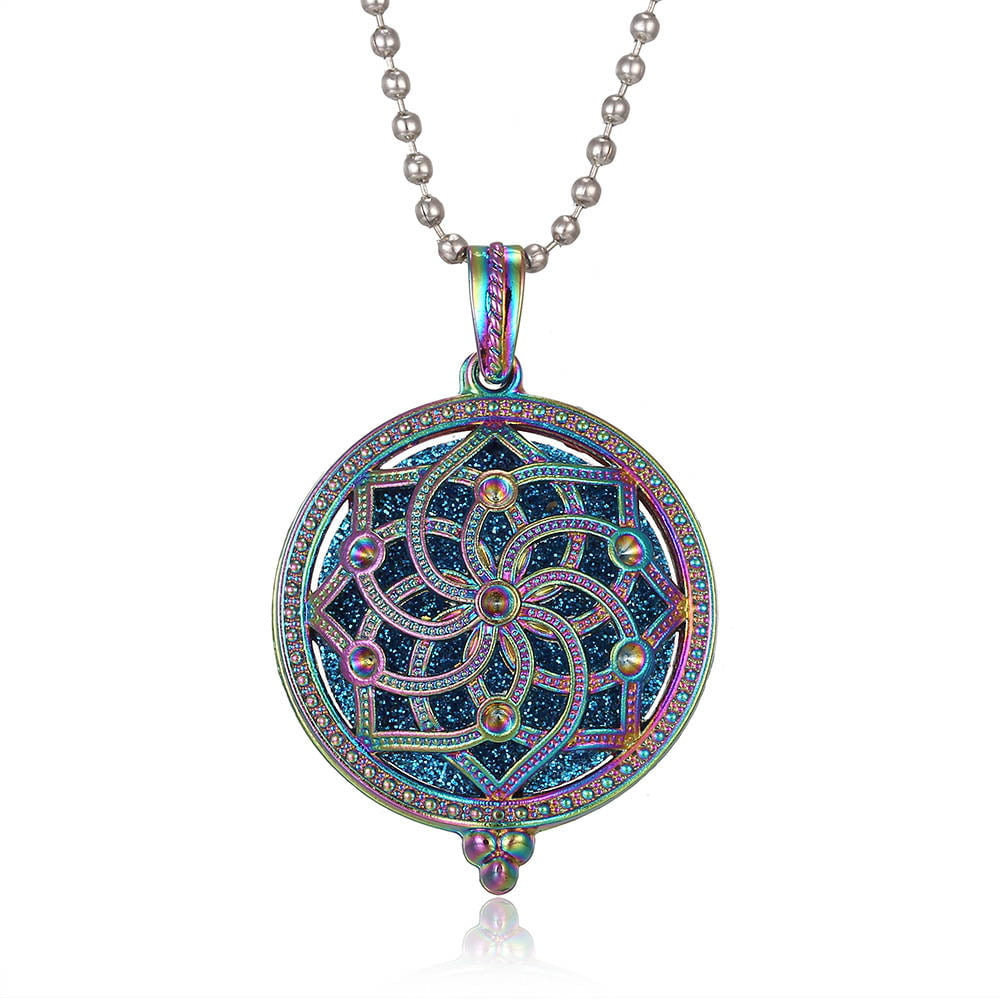 Rainbow Lotus Essential Oil Necklace Diffuser - Jewelry