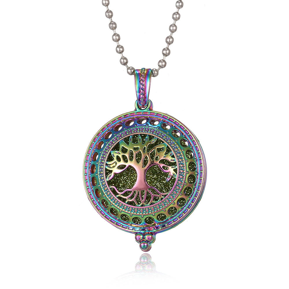 Rainbow Tree of Life - Essential Oil Necklace Diffuser - Jewelry
