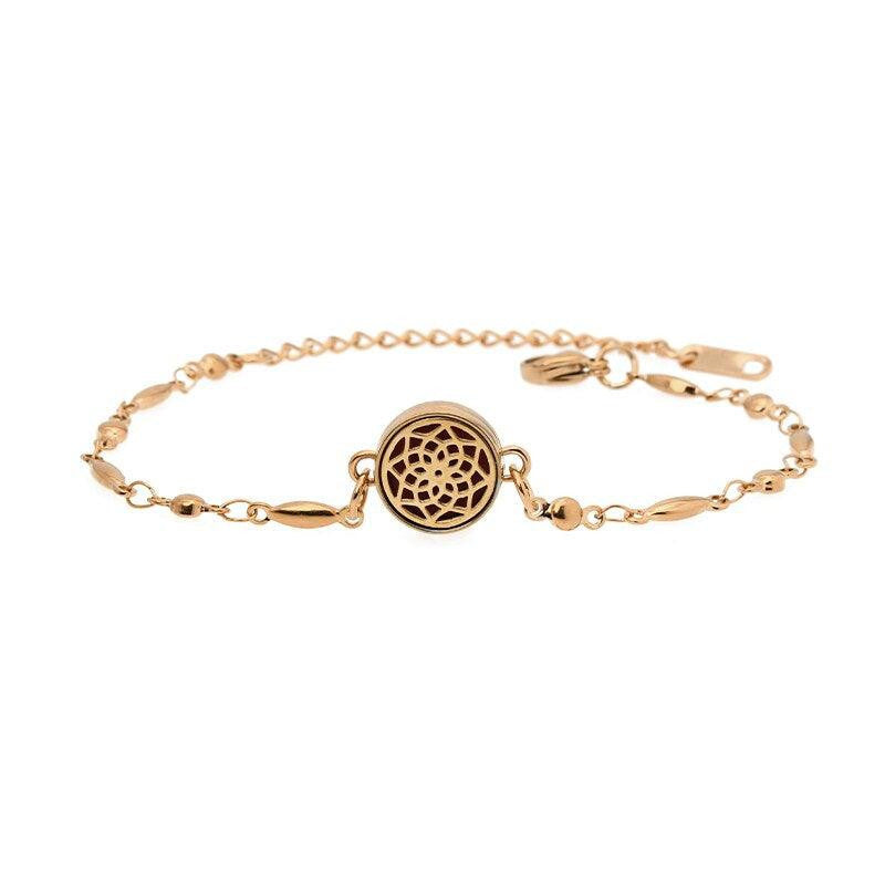 Lotus- Aromatherapy Diffuser Bracelet Rose Gold / Essential Oil Diffuser - Jewelry
